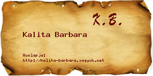 Kalita Barbara névjegykártya